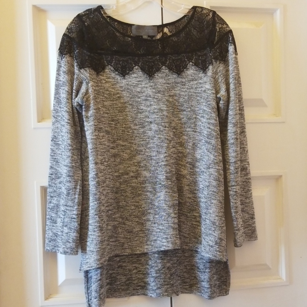 Sunday In Brooklyn Sweater Lace Gray Shimmer